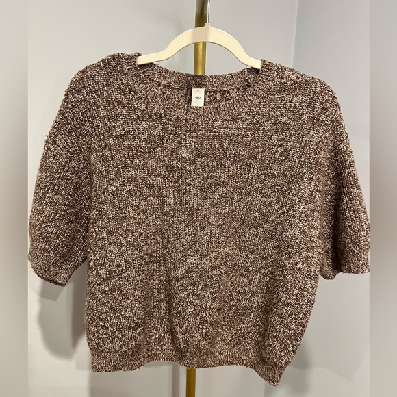 ALO Yoga Textured Brown Knit Sweater - Picture 2 of 3